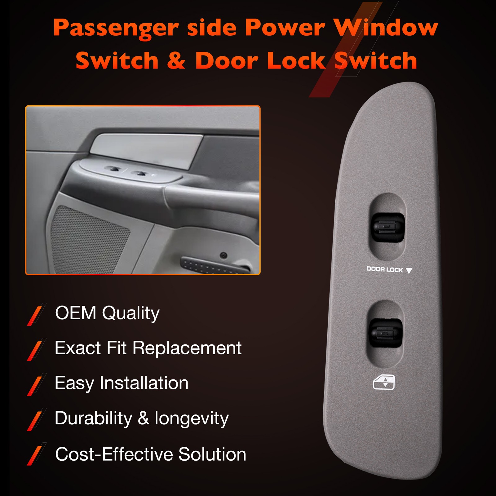 Power Window Door Lock Mirror Switch LH RH w/ Bezel Kit For 01-09 Dodge Ram 3500