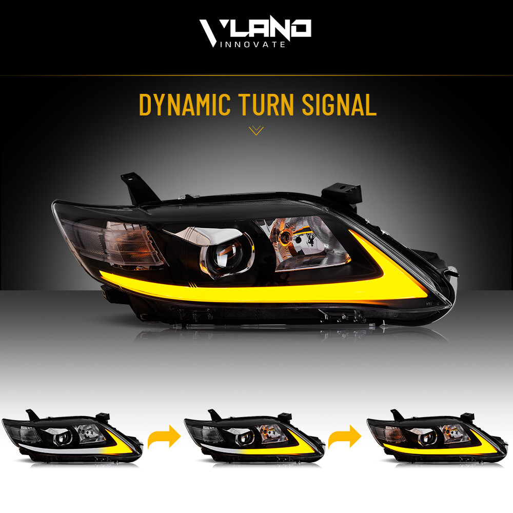 Pair VLAND Headlight LED DRL Headlights For 2010-2011 Toyota Camry W/Lights Beam