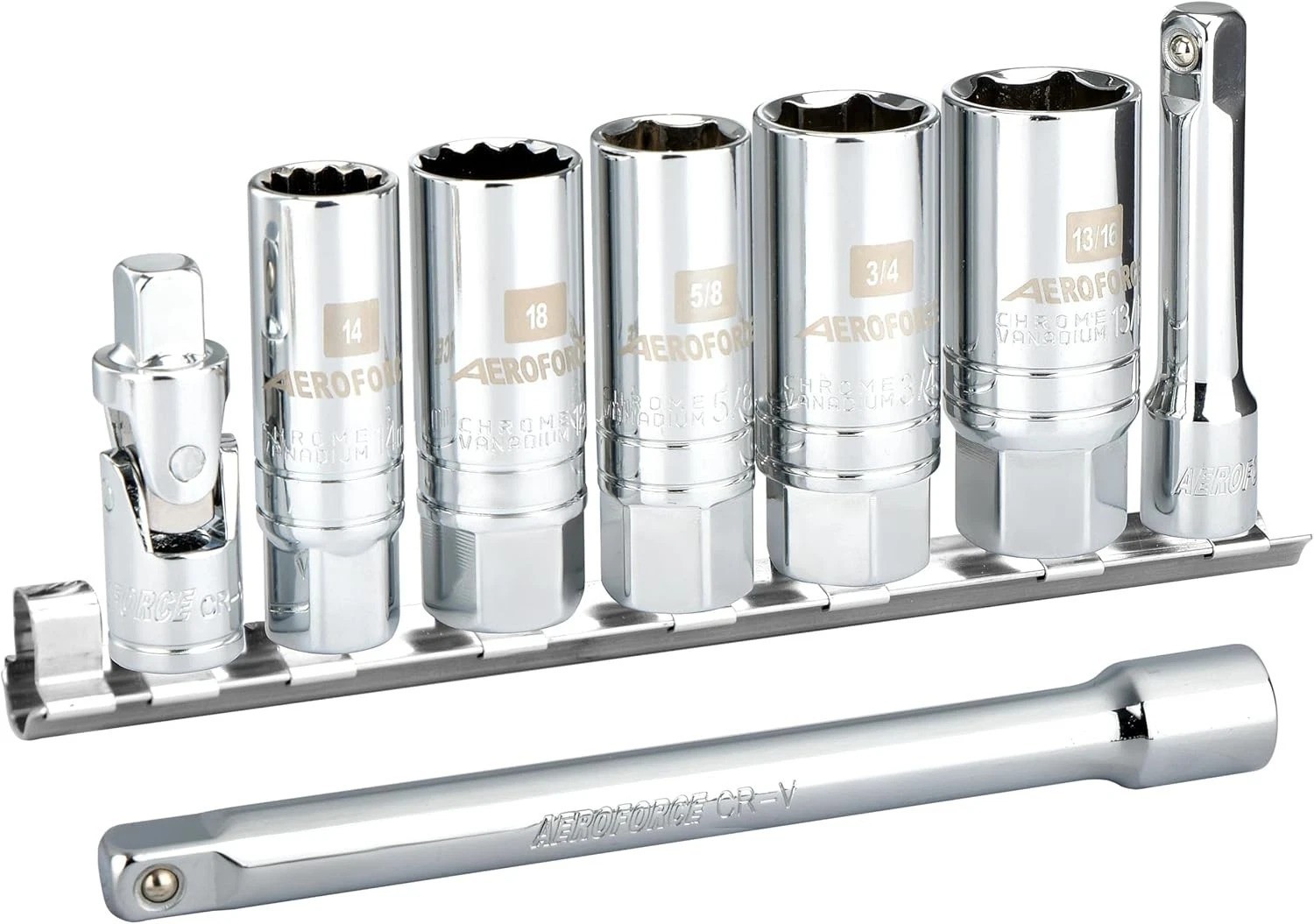3/8-Inch Drive Spark Plug Socket Set 8PCS – Includes 6 Point Sockets 5/8-inch..,