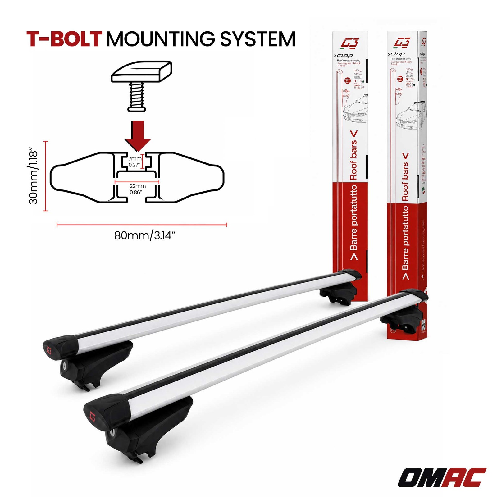 G3 43.3″ Roof Racks Universal Cars SUV Aluminium Lockable 2Pcs Silver 165lbs