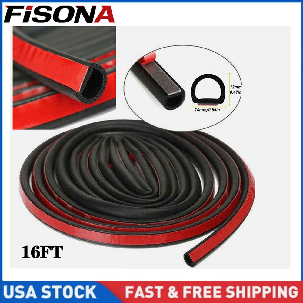 5M/16FT Weatherstrip Small D-shape Car Door Rubber Weather Seal Hollow Strip