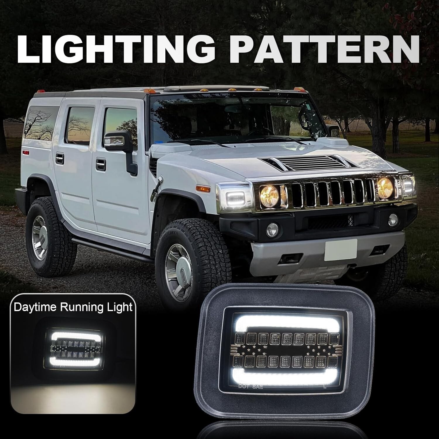 For 03-09 Hummer H2 SUV SUT Smoked Front Corner DRL Turn Signal Lights Set of 2