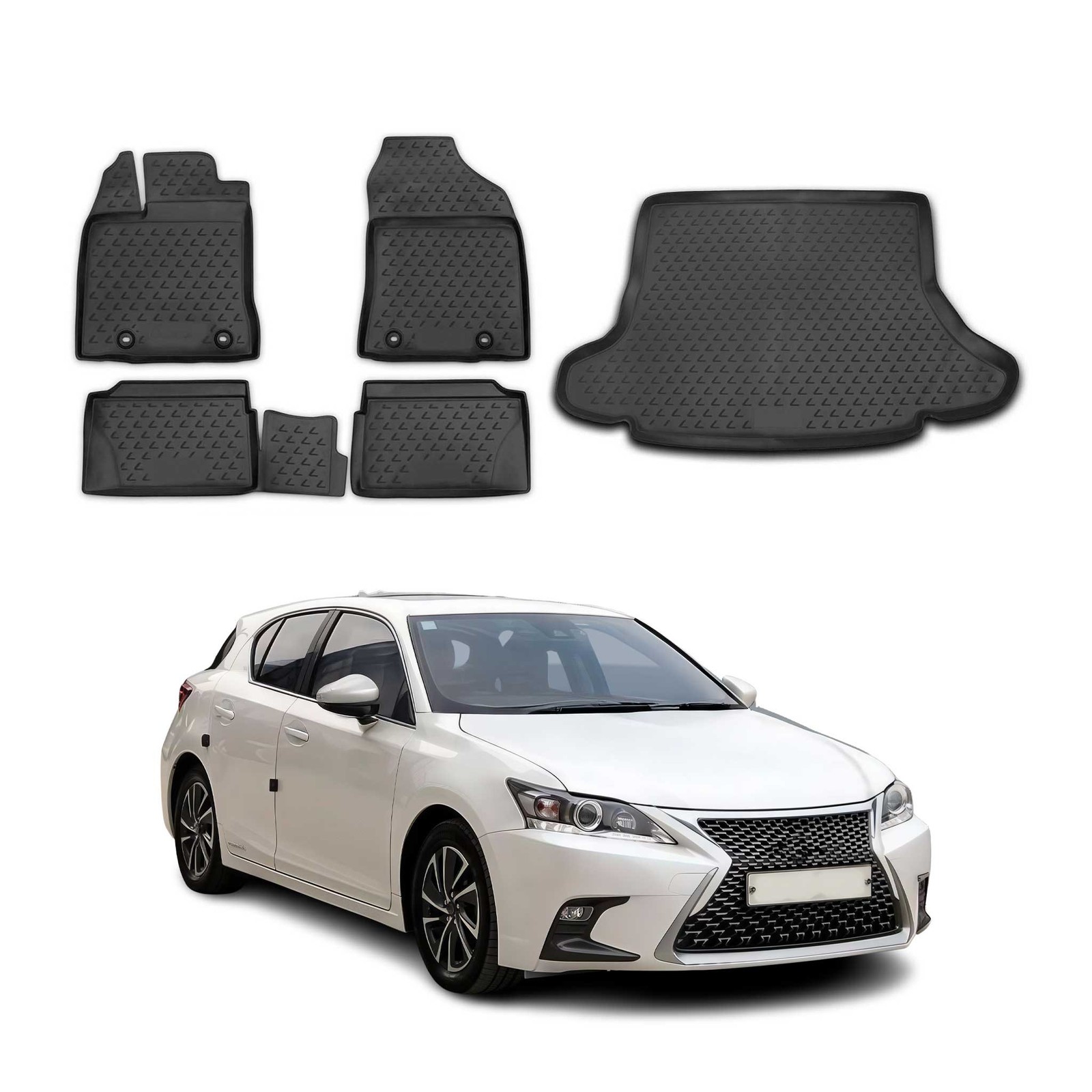 For Lexus CT200h 11-17 Floor Mat and Cargo Liner Set Classic 1st, 2nd Row &