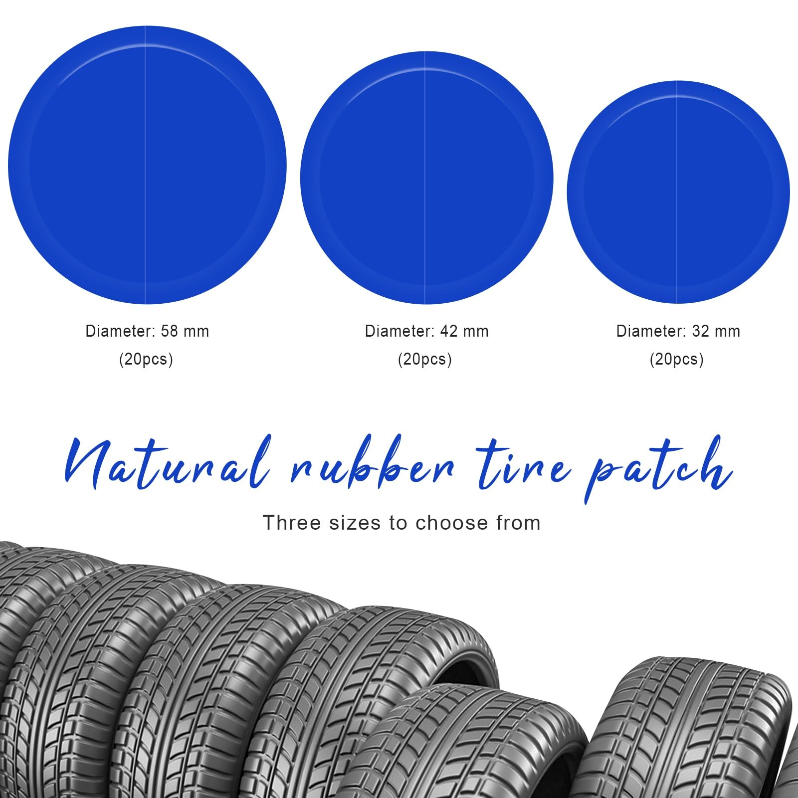 Sbulhia 60 PCS Tire Repair Patch, 32mm 42mm 58mm Natural Rubber Round Tyre…