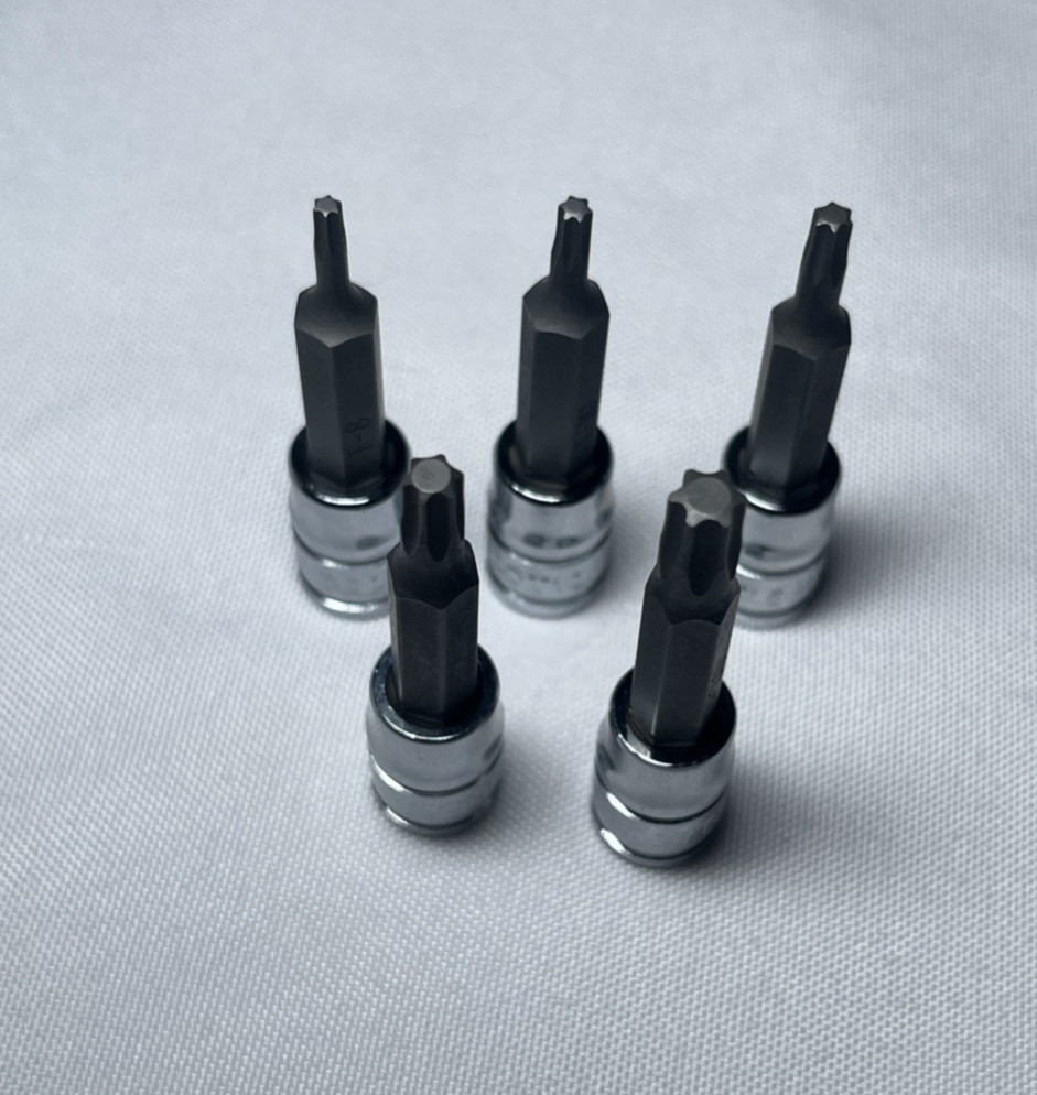 5pk Kobalt Torx Bit Sockets 1/4” Drive Star Bit T8, T10, T15, T27, T30 Lot Set