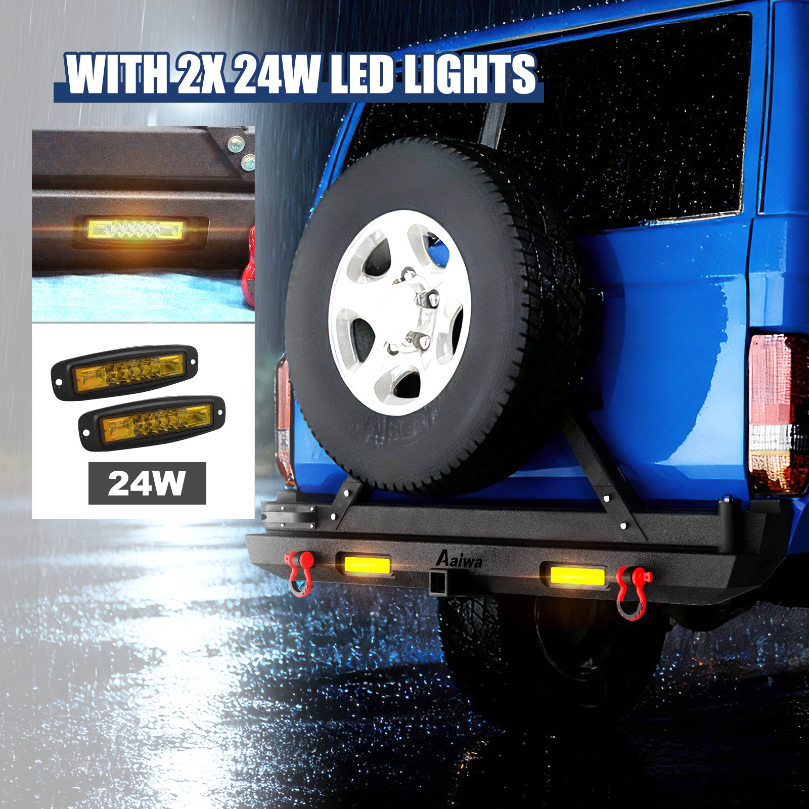 Aaiwa For 1984-2001 Jeep Cherokee XJ Steel Rear Bumper W/Tire Carrier&Lights