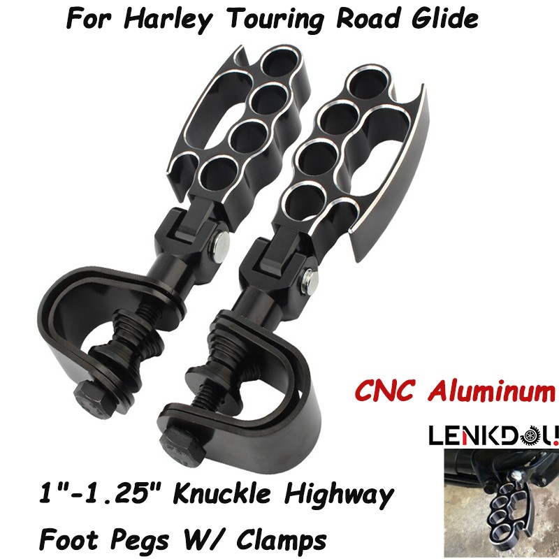 1″-1.25″ Knuckle Highway Engine Crash Foot Pegs For Harley Touring Road Glide