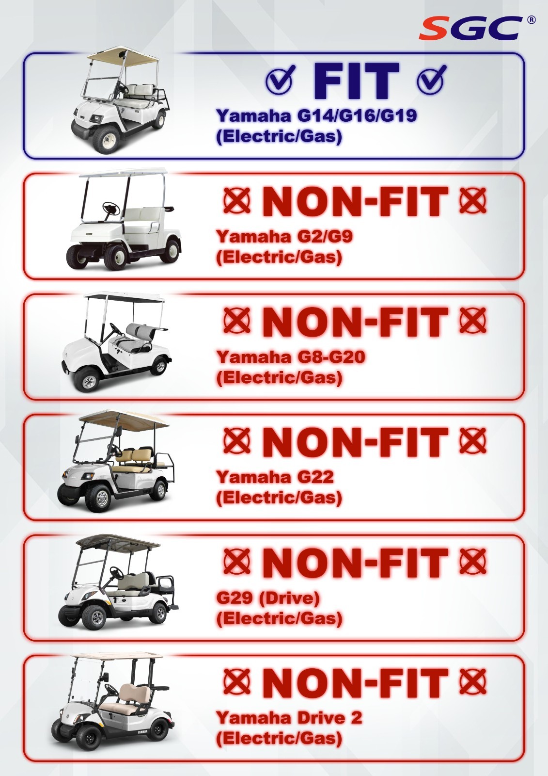 YAMAHA GOLF CART G8/G14/G16/G19/G20 6″ LIFT KIT + 12″ WHEELS and 23″ A/T TIRES