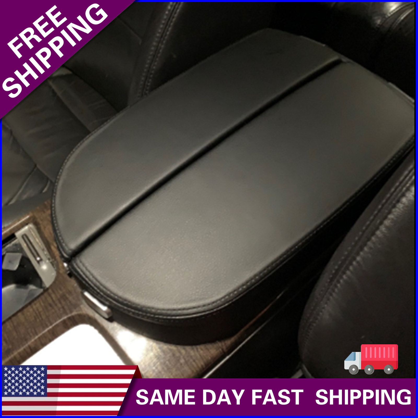 Leather Center Console Lid Armrest Cover Fits 2007-2013 Acura MDX Black