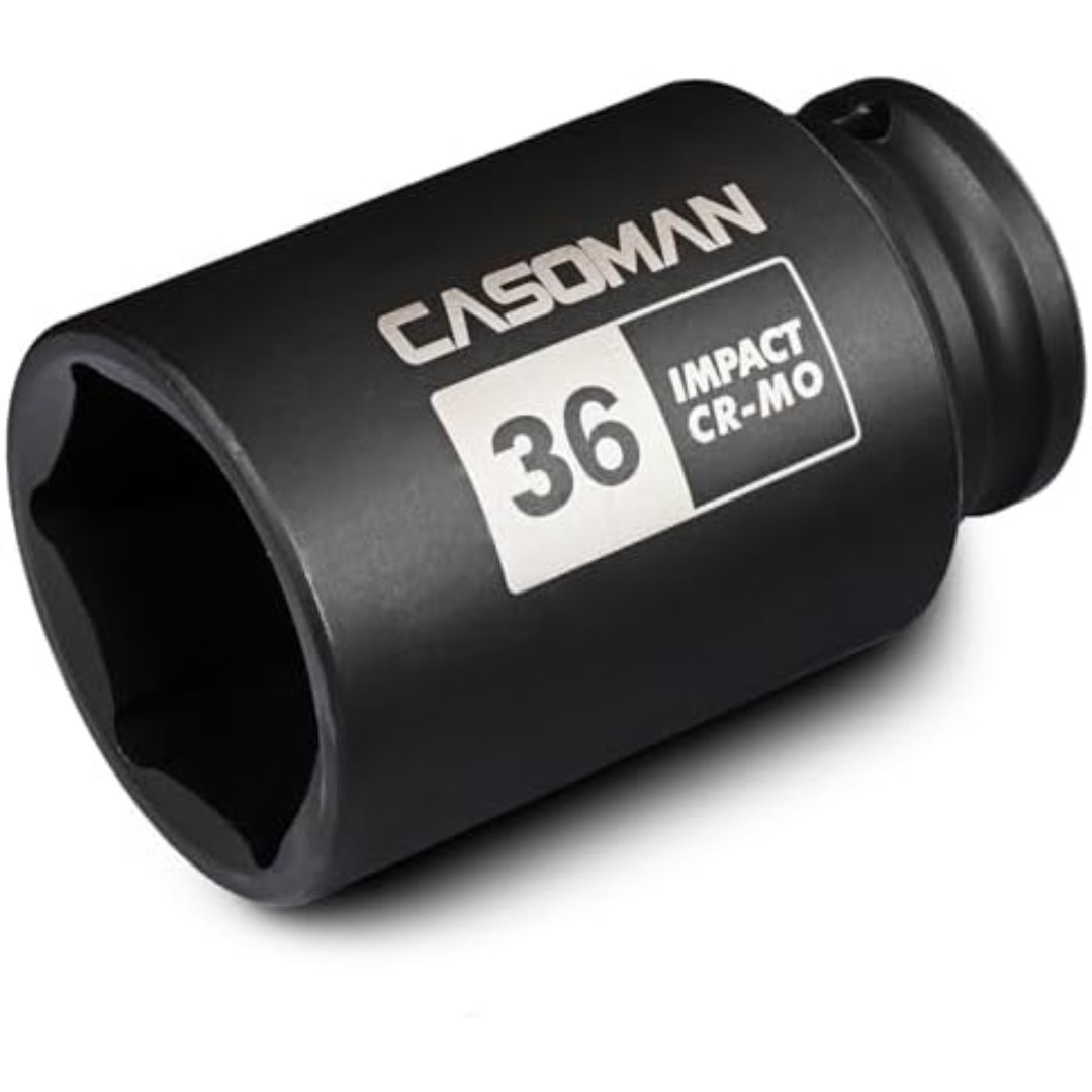 1/2″ Drive X 36 Mm Deep 6 PT Impact Socket, CR-MO, Drive 6 Point Axle Nut Socket