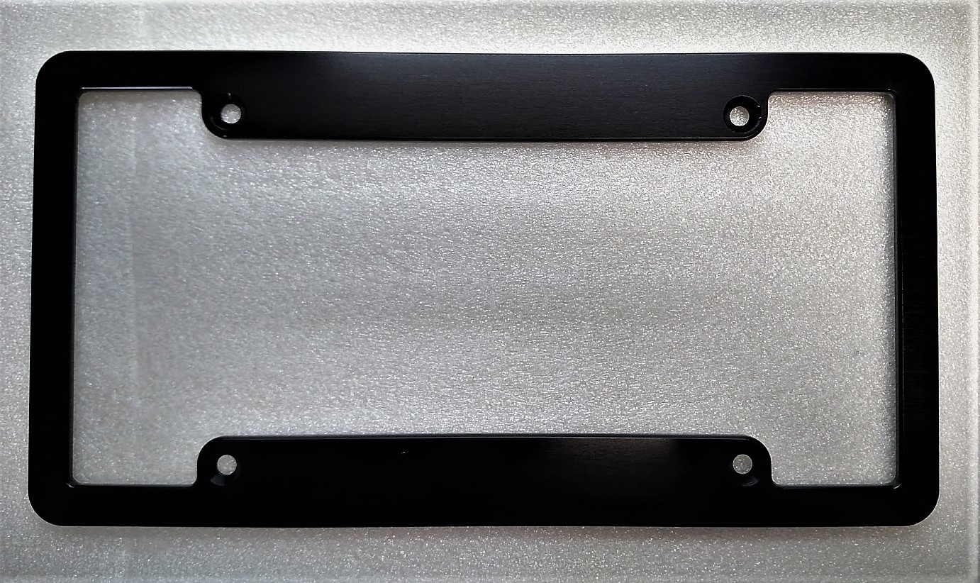 HMC Billet Aluminum License Plate Frame, Black Anodized