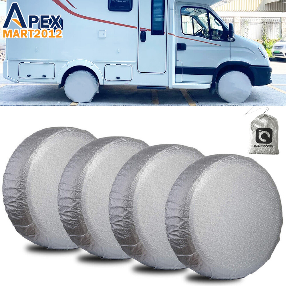 4x Waterproof Tire Cover Wheel Tyre RV SUV Trailer Camper UV Protector 27”-29”