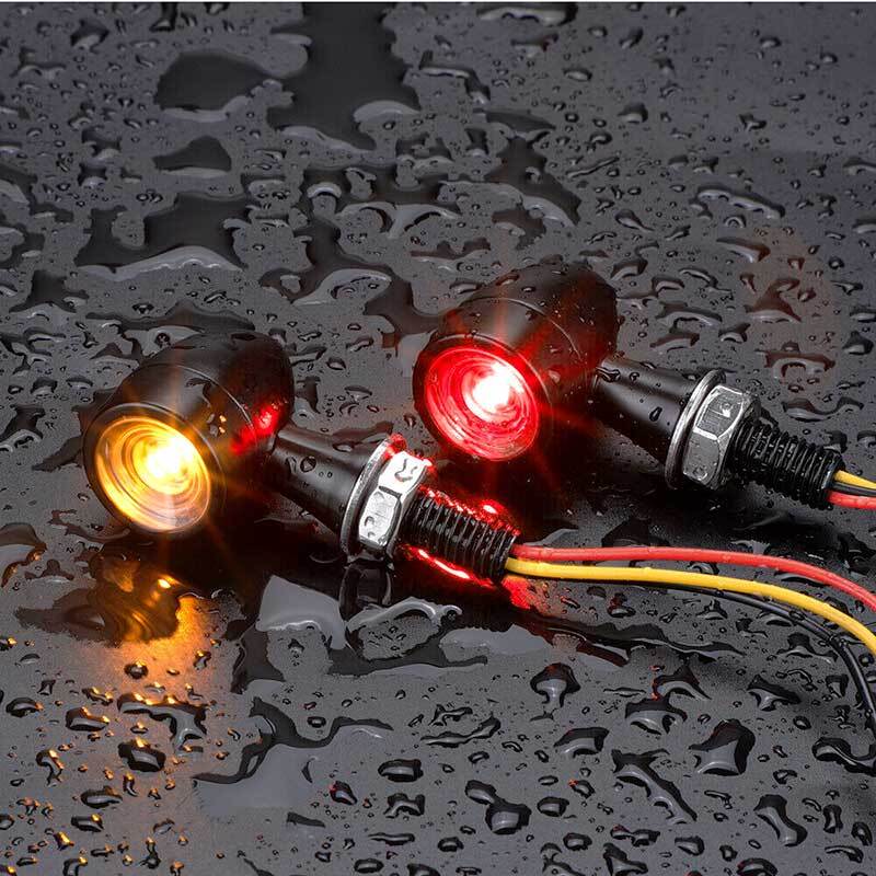 Motorcycle LED Bullet Mini Turn Signals Brake Blinker Light Indicator Amber+Red