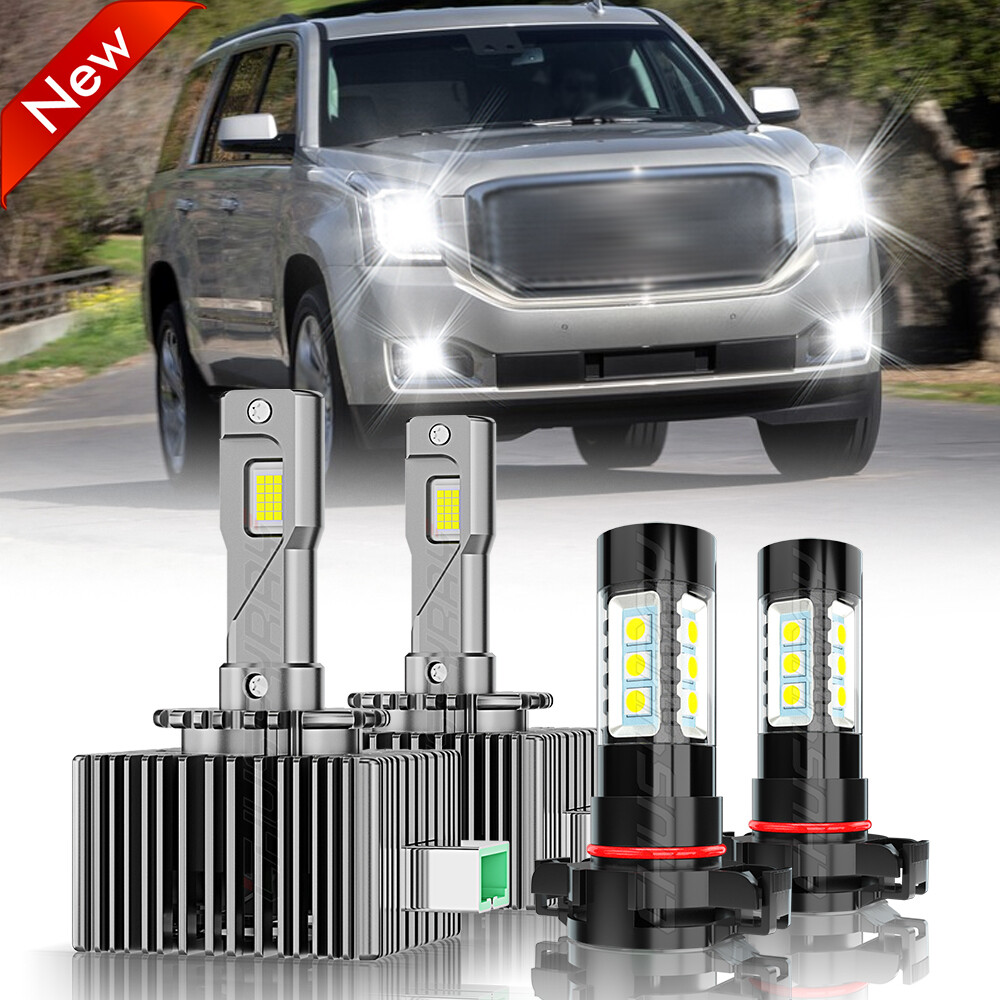 4pc D3S+5202 LED Headlight Low Beam Fog Light Bulb For GMC Yukon 2015-2019 6000K