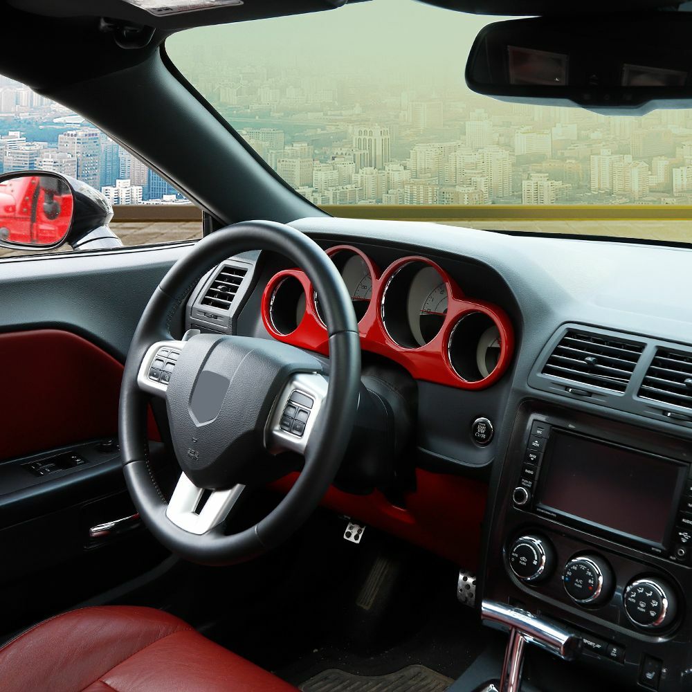 Red Interior Dashboard Decorative Panel Cover Trim For Dodge Challenger 2009-14