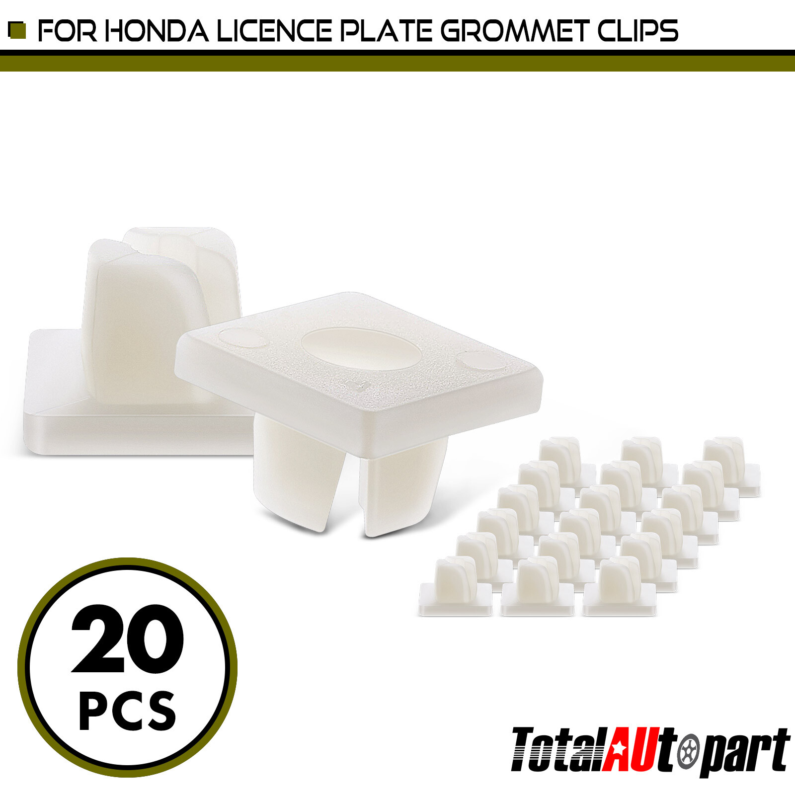 20x Licence Plate Grommet Retainer Clips for Honda 8mm Stem Length Natural Nylon