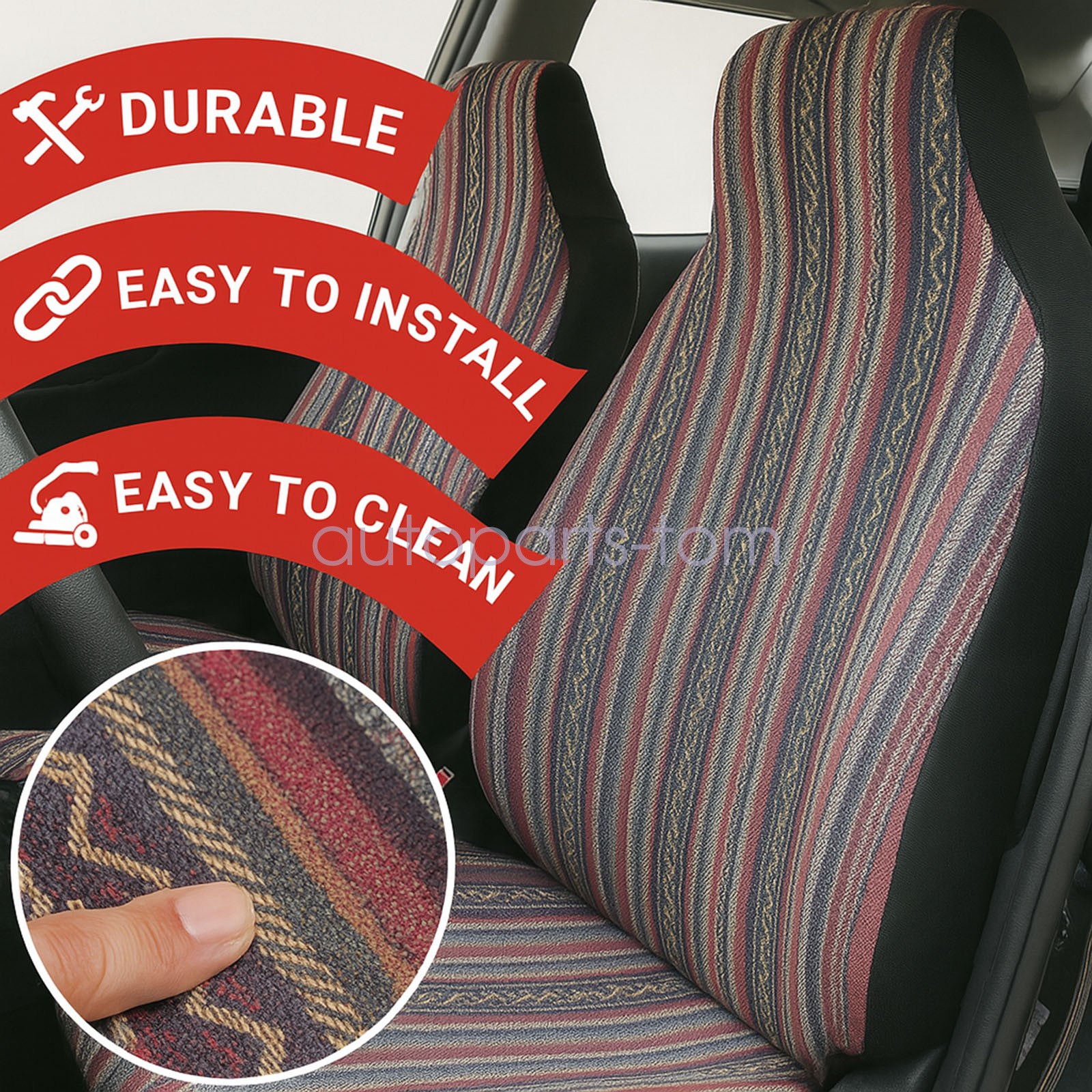 For Subaru Forester 2-Sits Driver & Passenger Cloth Seat Cover As Picture Shows