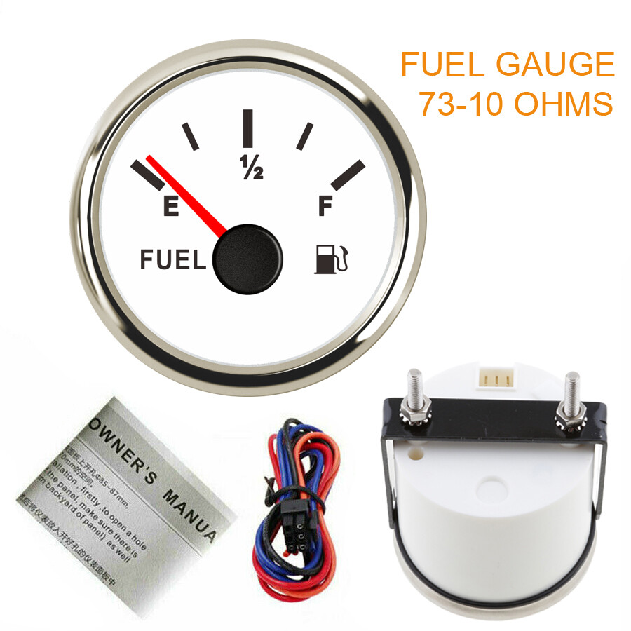 52MM 2-1/16” Fuel Level Gauge 73-10 ohms For Car Marine Truck Red LED USA STOCK