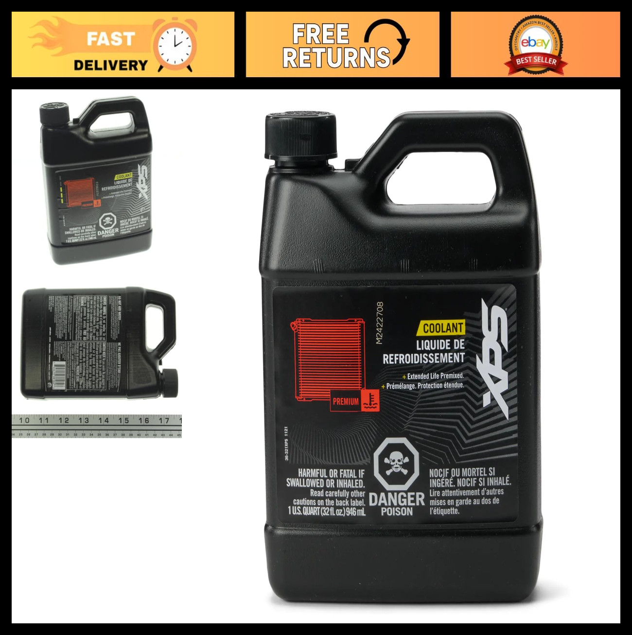 Extended Life Pre-Mixed Coolant – 1 Quart (Orange) for ATVs, UTVs & Snowmobiles