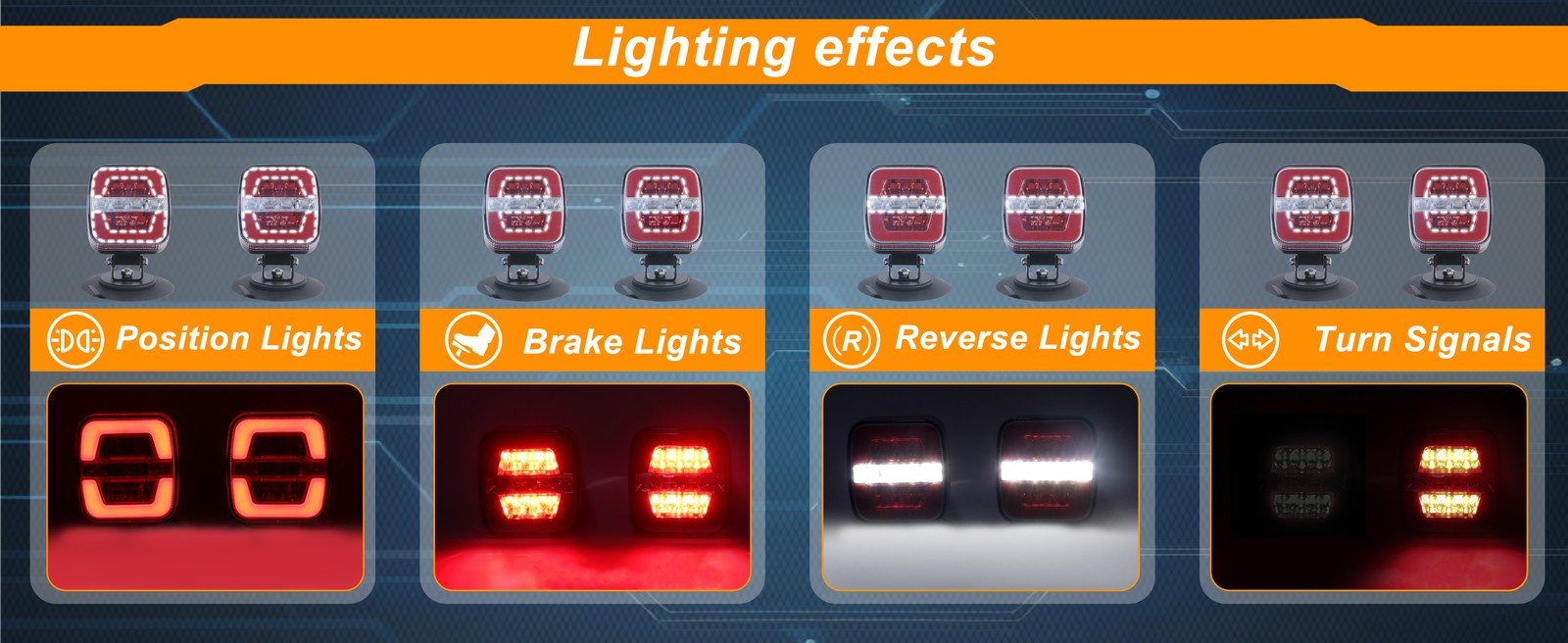 Rechargeable Magnetic Trailer Lights, IP67 Waterproof Wireless LED for Trucks RV