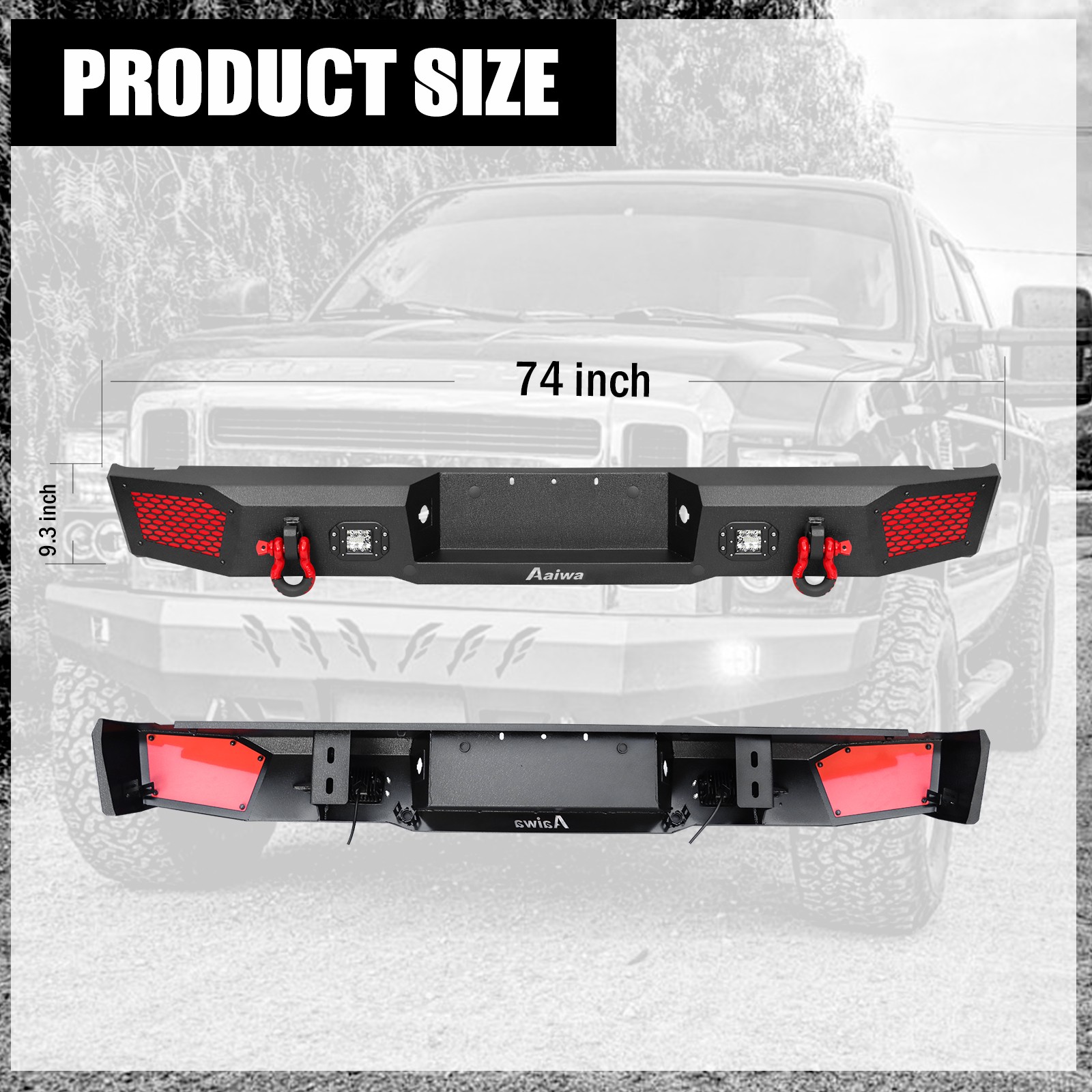 Aaiwa Rear Bumper For 1999-2016 Ford F250 F350 F450 F550 Super Duty W/ Lights