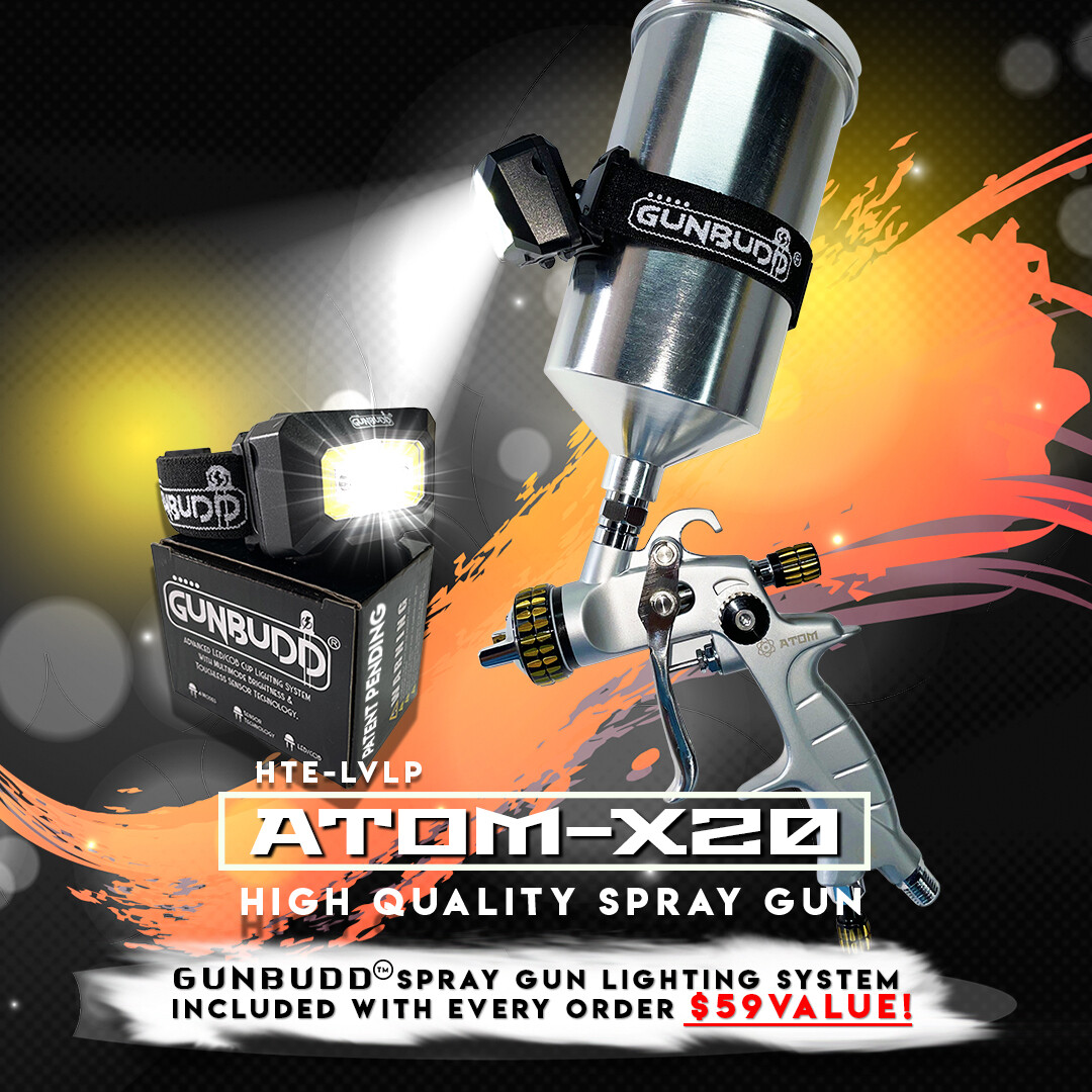 LVLP Atom X20 Professional Auto Paint Car Tool with FREE GUNBUDD LIGHT!