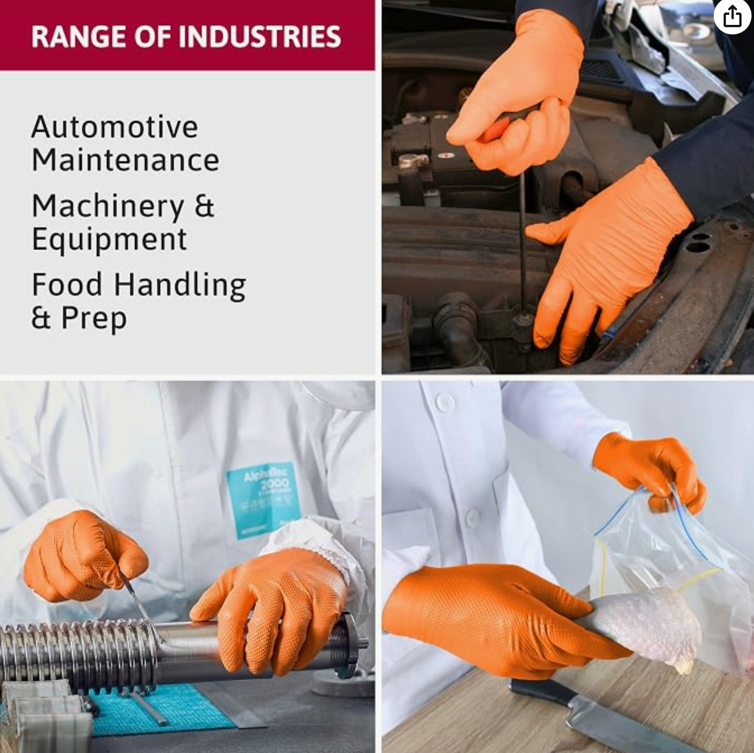 Microflex Mega Texture Hi Visibility 6.3 Mil PF Nitrile Gloves – XL – 1000 Count