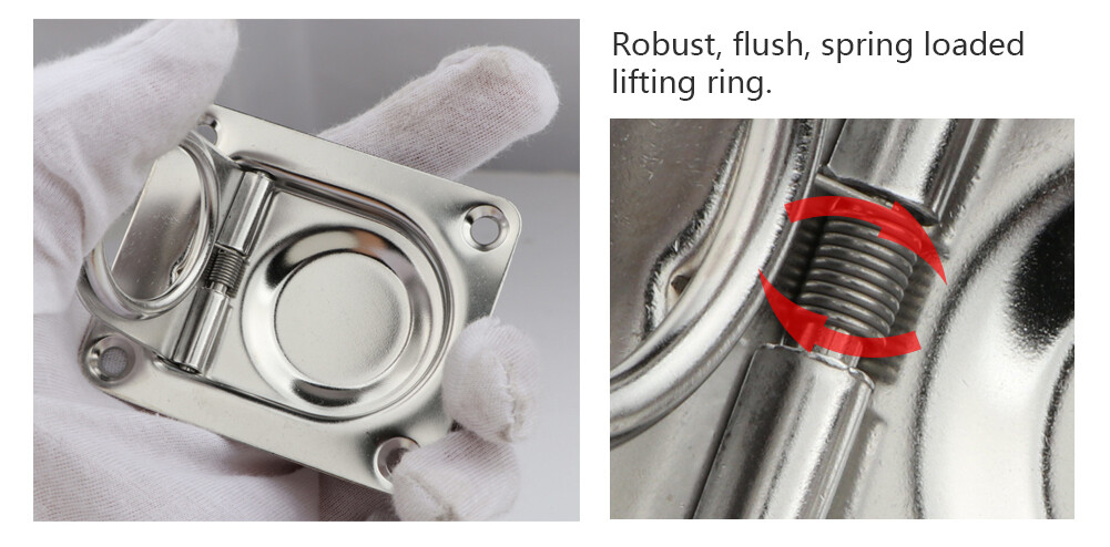 2X Marine Stainless Steel Flush Lifting Handle Ring Pull Hatch Latch
