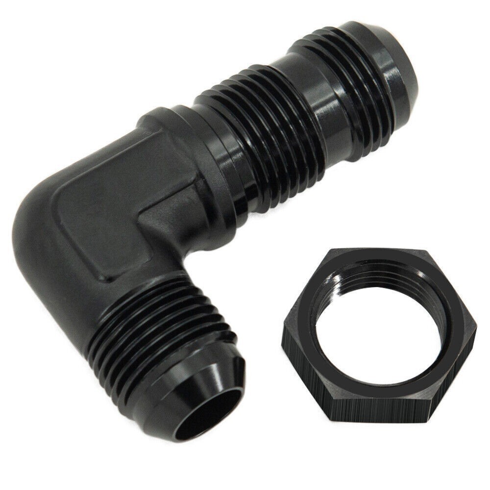 New 2Pcs 6AN/8AN/10AN Male to Male 90 Degree Bulkhead Adapter Fitting with Nut