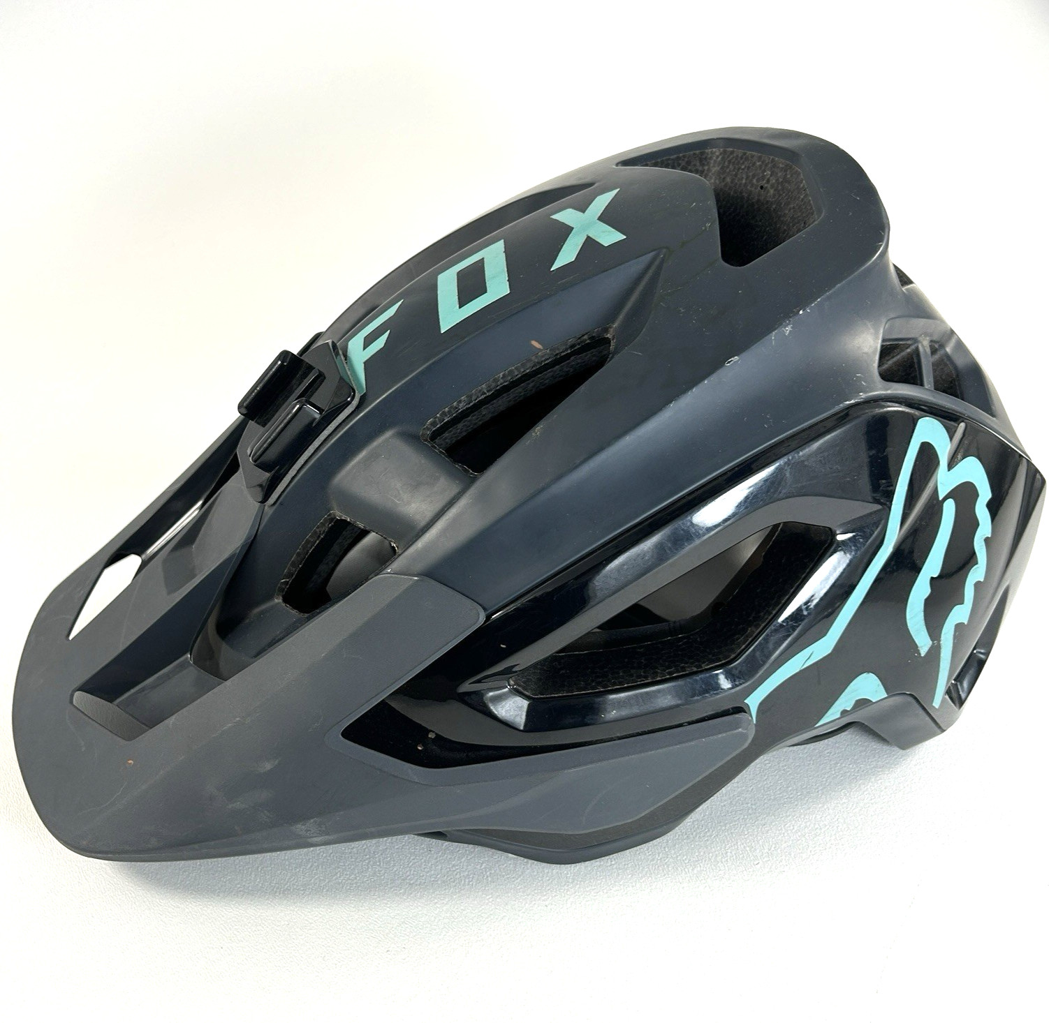 Fox Speedframe Helmet Sz LARGE MTB Bike Mountain HFB5 Navy Blue Gray Open Face