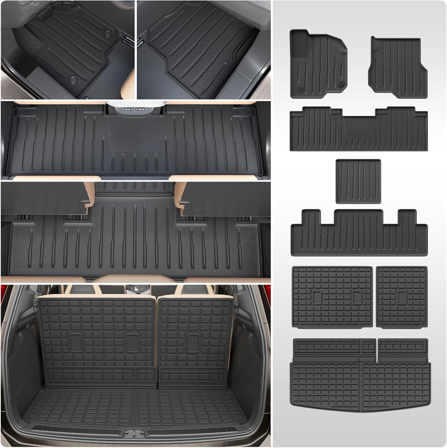 Floor Mats Cargo Trunk Liners Backrest Mat For 2018-2025 Ford Expedition 7 Seat