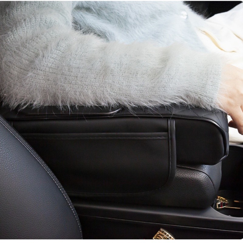 Car Center Console Armrest Box Pad Elbow Support Cushion Mat With 2 Cup Holder