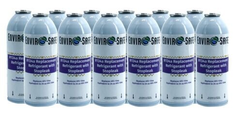 Enviro-Safe® R134a Replacement Refrigerant with Stop Leak – 12 Cans – Automotive