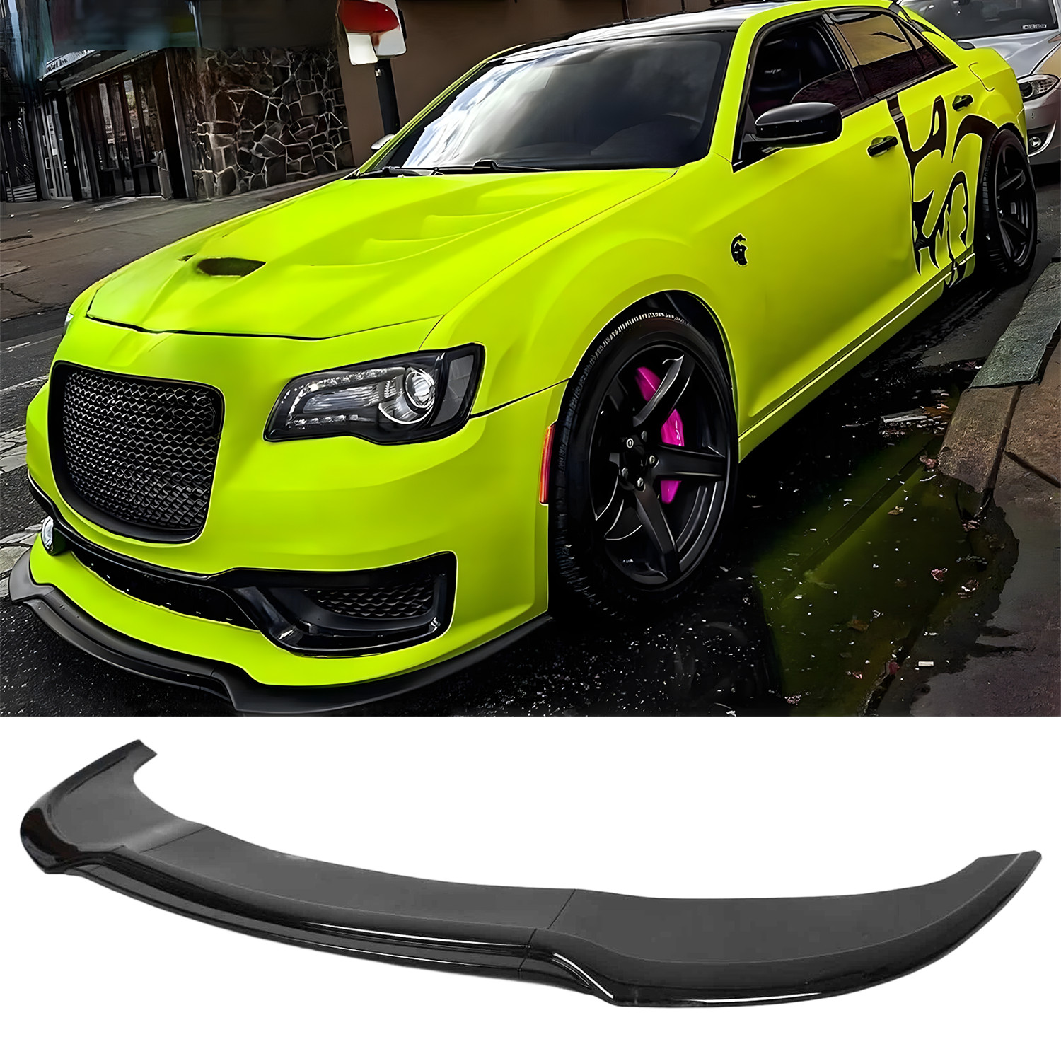 For Chrysler 300 C S SRT 2015-2023 Glossy Black V2 Front Bumper Lip Splitter Kit