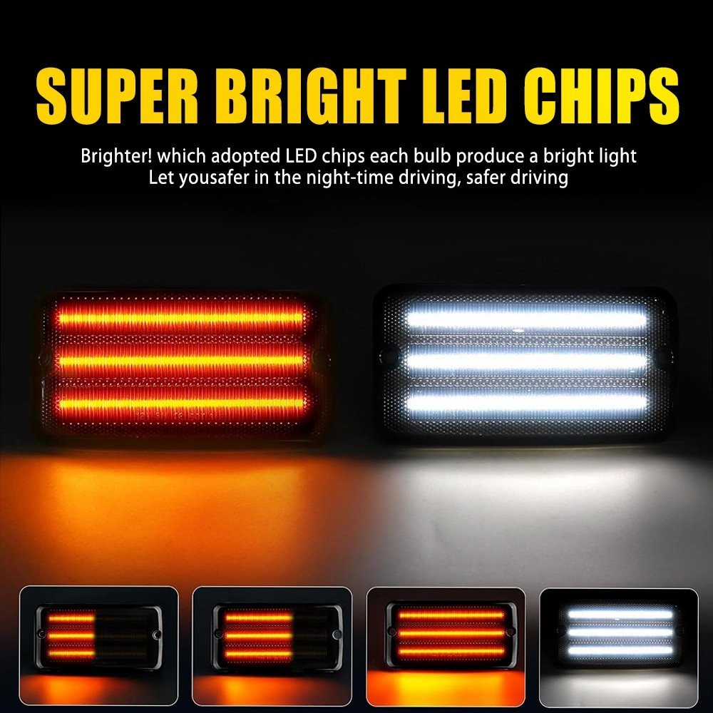 For Jeep Wrangler TJ 1997-2006 Smoked Bumper Signal Fender Side Marker Light 4PC