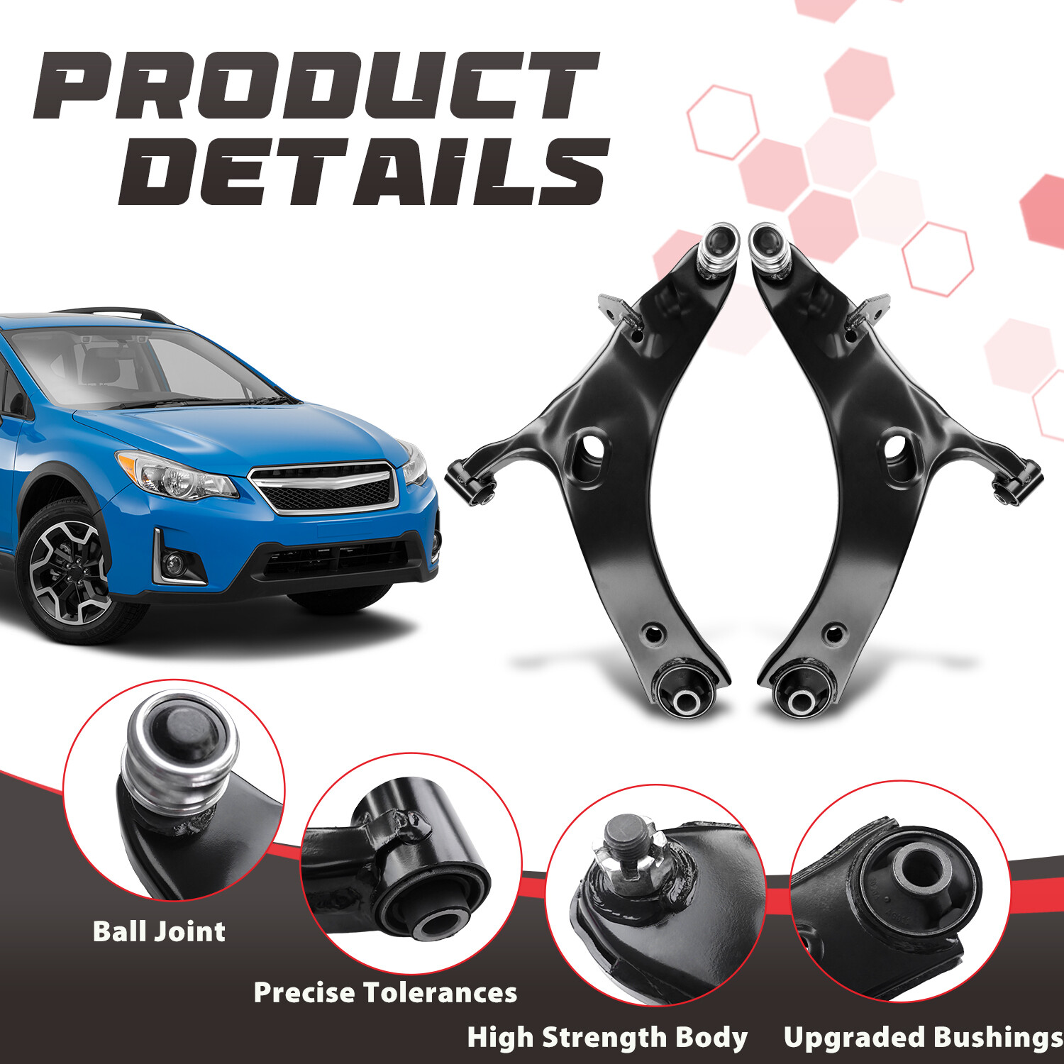 2Pcs Front Left Right Lower Control Arm Ball Joint for 16-17 Subaru XV Crosstrek