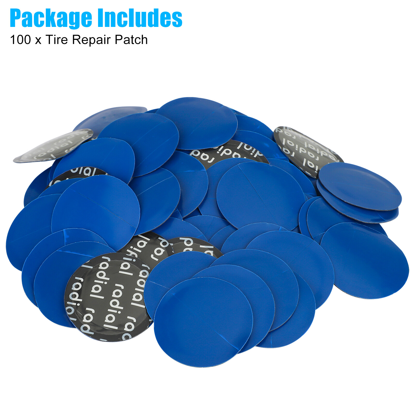 100 PCS MEDIUM SIZE (1- 3/4″) ROUND RADIAL REPAIR TIRE PATCHES WITH HIGH QUALITY