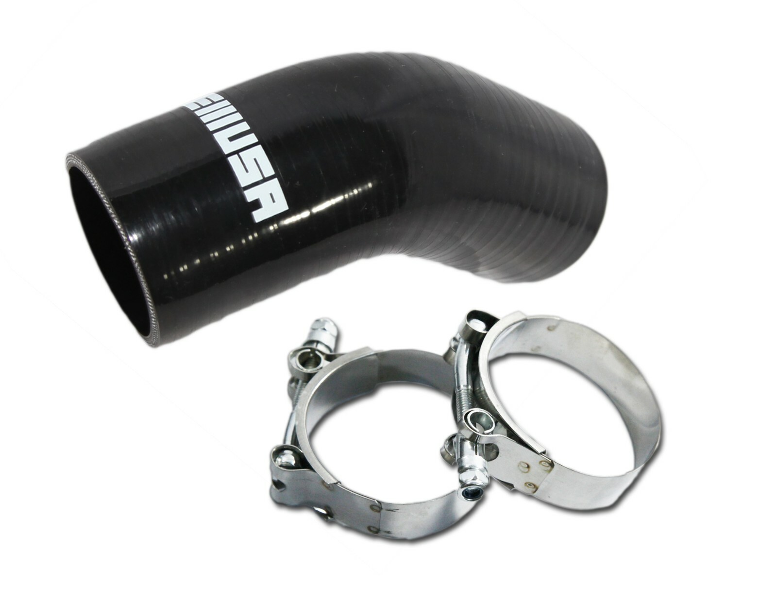 BLACK 5 setx 2.0″ID Universal 45 Degree Elbow Silicone Hose Turbo Pipe+SS Clamps