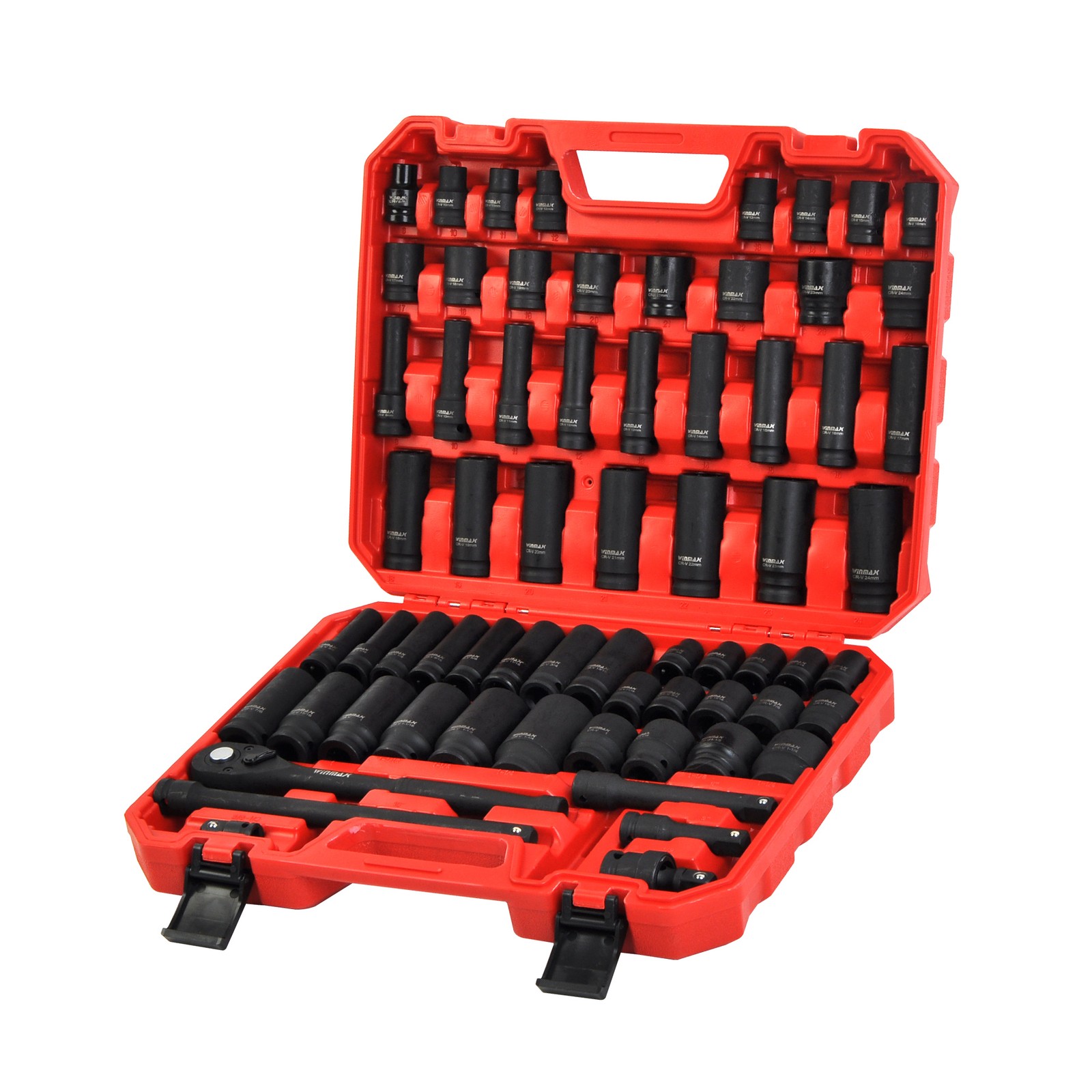 66PC 1/2″ Drive Impact Socket Set Deep & Standard SAE Metric 3/8-1-1/4″ 8-24mm
