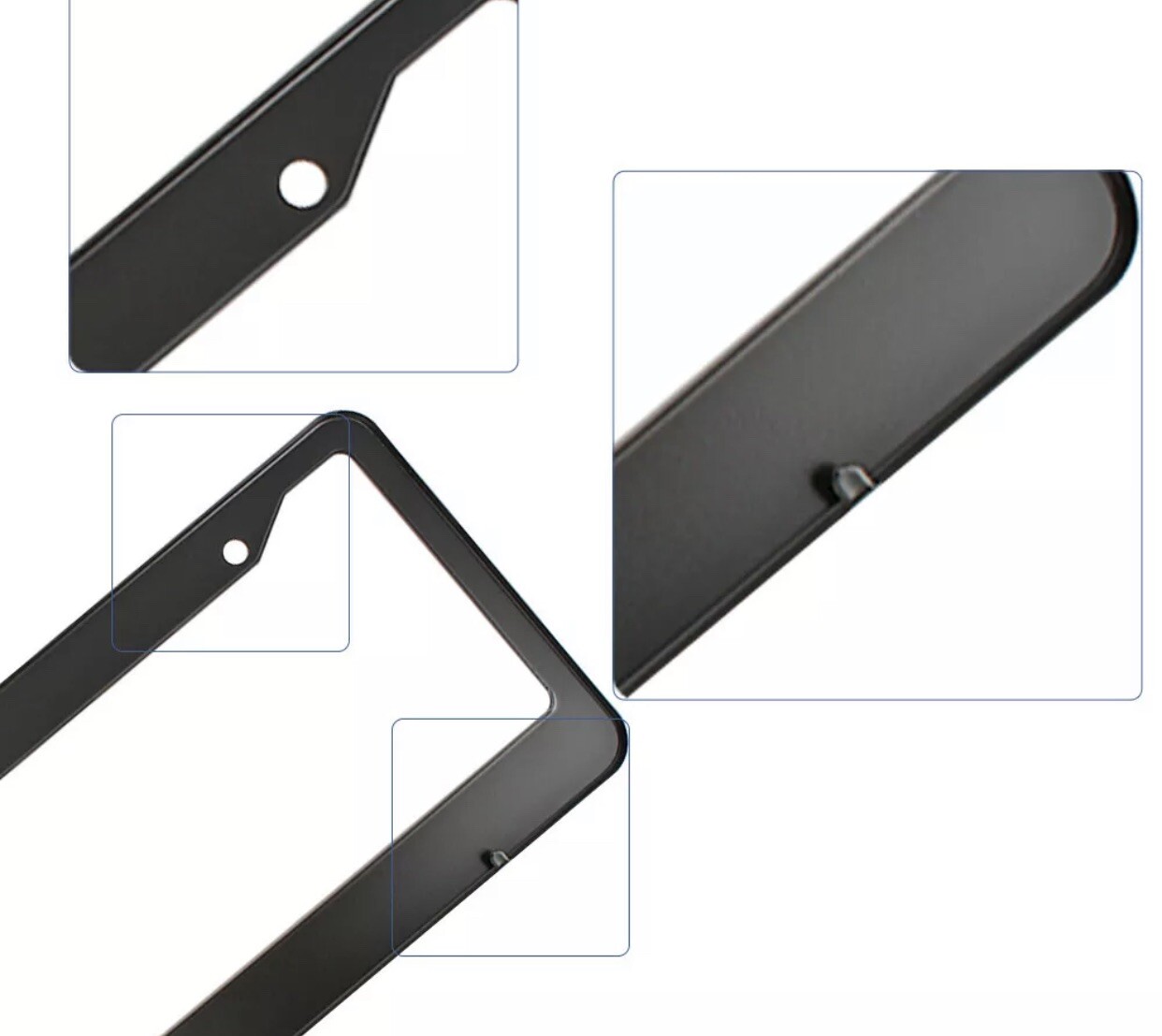 2Pcs Black Metal License Plate Frame Tag Cover Screw Caps Stainless Steel New
