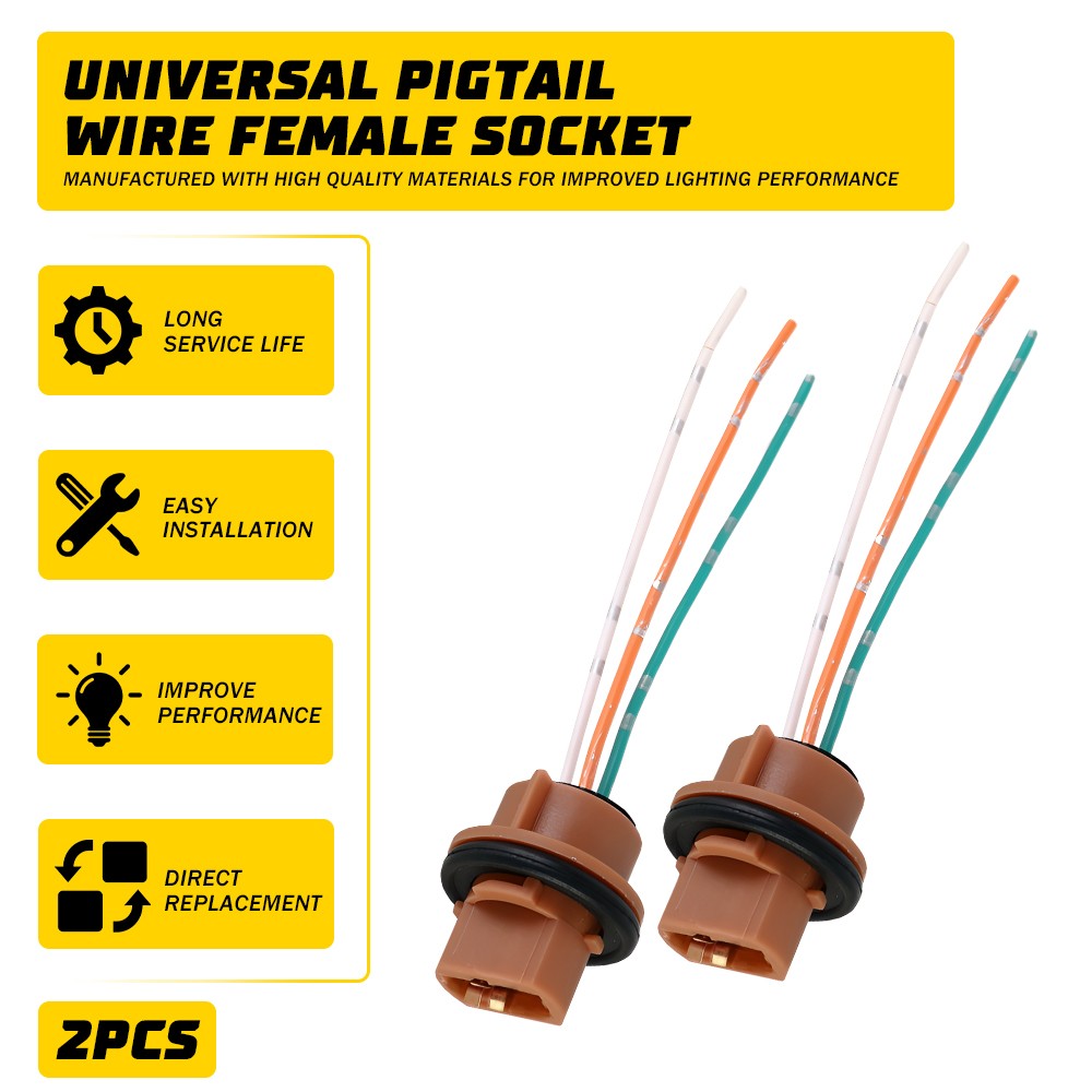 Flosser Pigtail Wire 2644 Female Socket 7443 Two Harness Front Turn Signal Plug