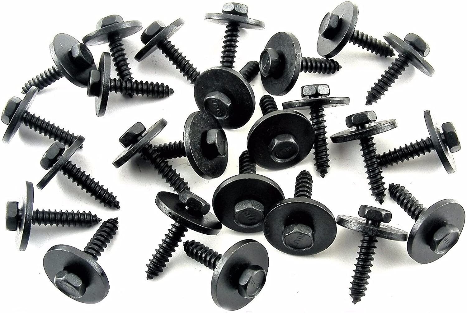 Black Hex Head Trim Screws- M4.2mm x 20mm Long- 7mm Hex- Qty.25- #1963AA