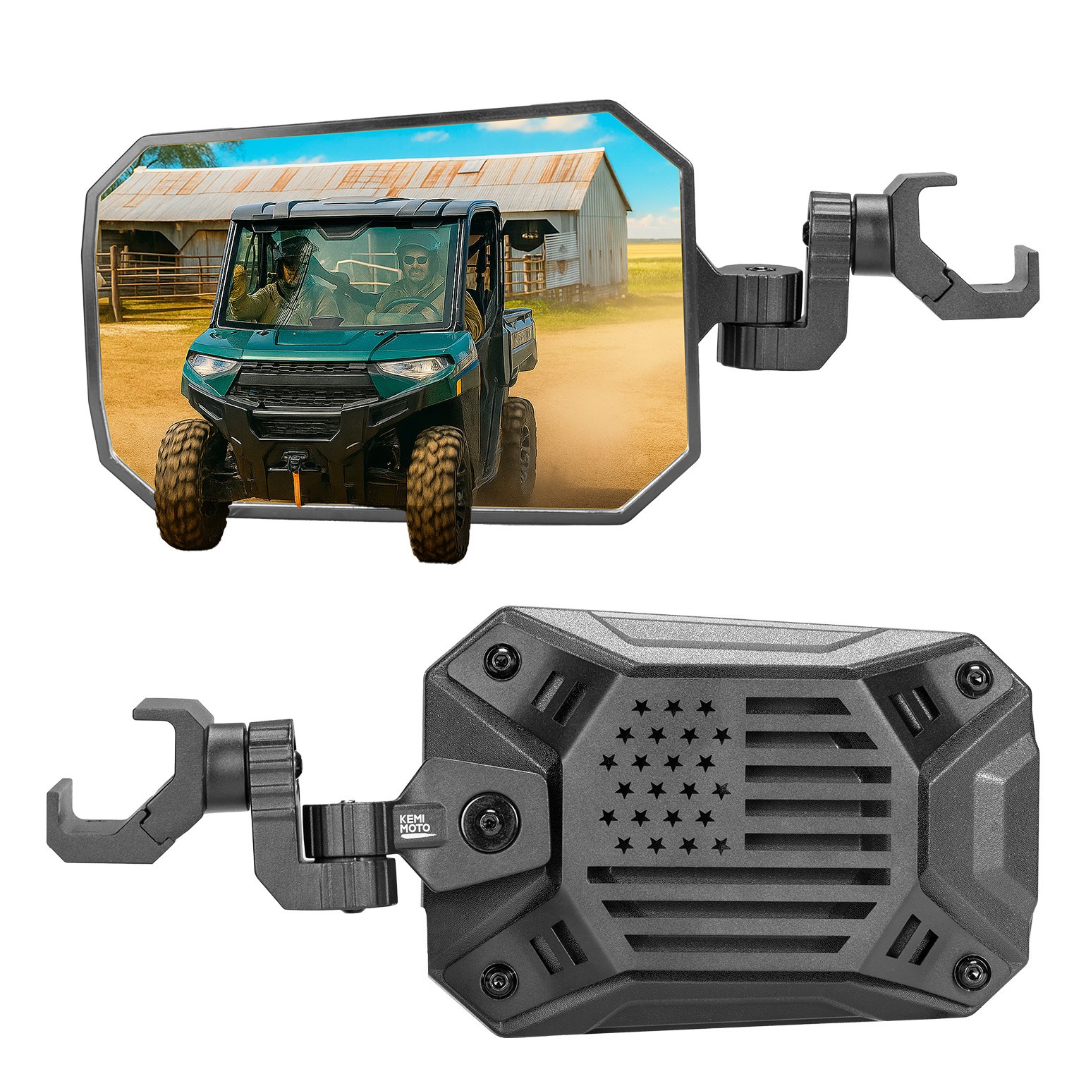 KEMIMOTO UTV Side Mirrors Pro-fit for Polaris Ranger/General CFMOTO Uforce Honda