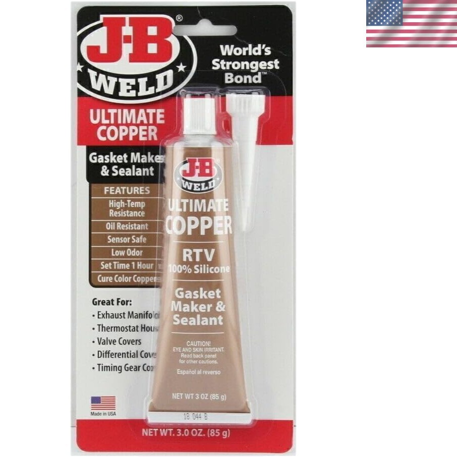 Professional Grade Copper RTV Gasket Maker 3 oz for Automotive & Metal Sealing
