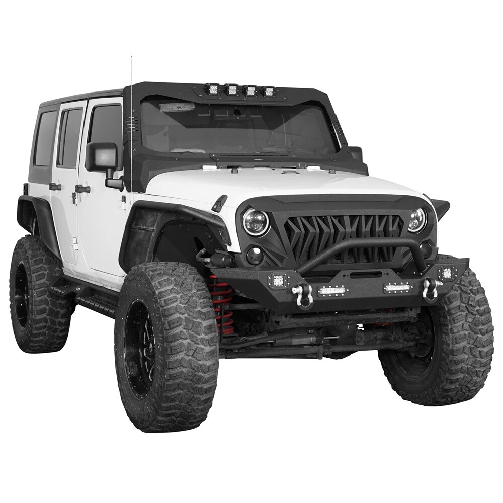 Fit Jeep Wrangler JK/JKU 2007-2018 Replaced Steel Front/Rear Bumper w/Led Lights