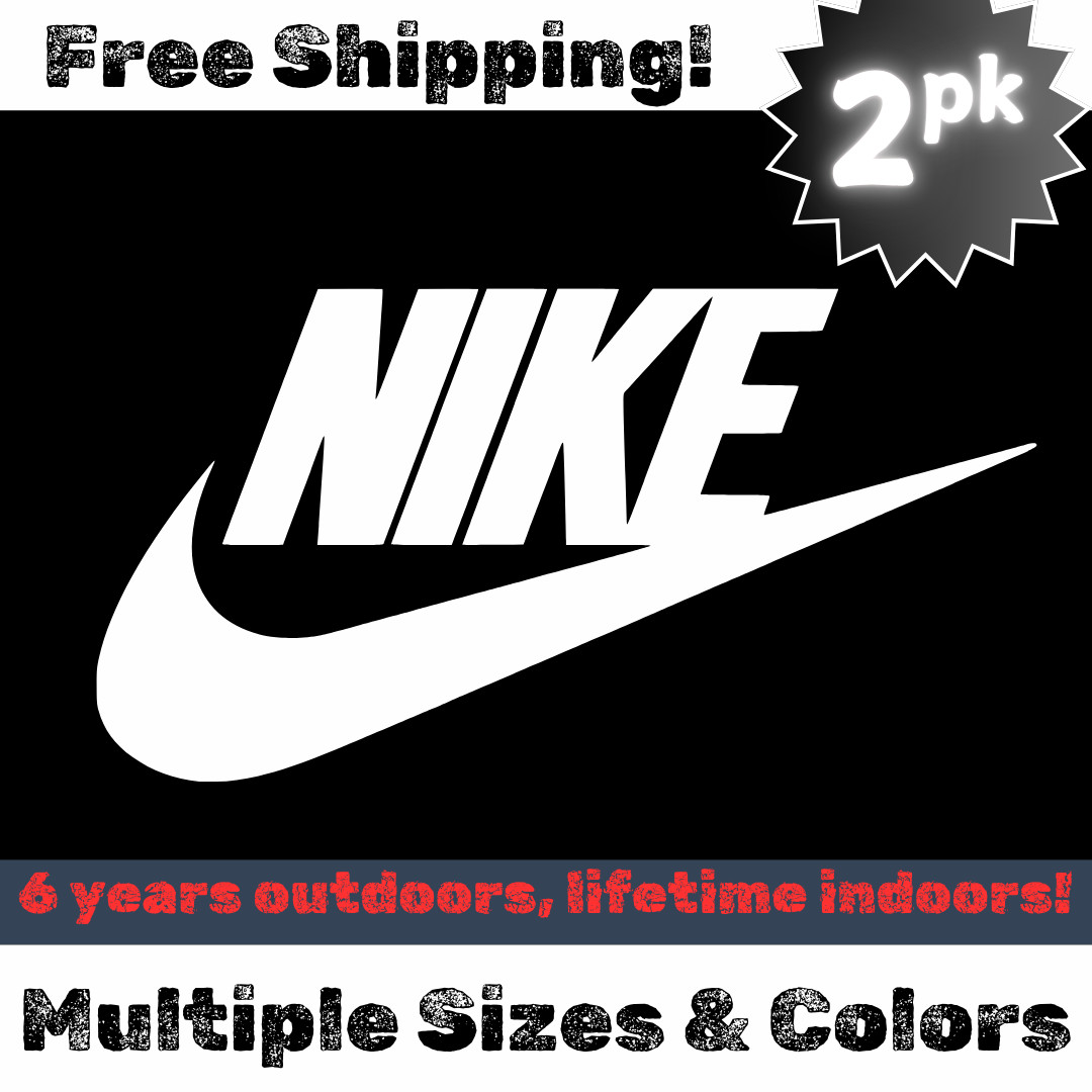 2pk Nike Retro Logo Decal Sticker 4″-9″- Sneaker, Car, basketball, Sports, GTA