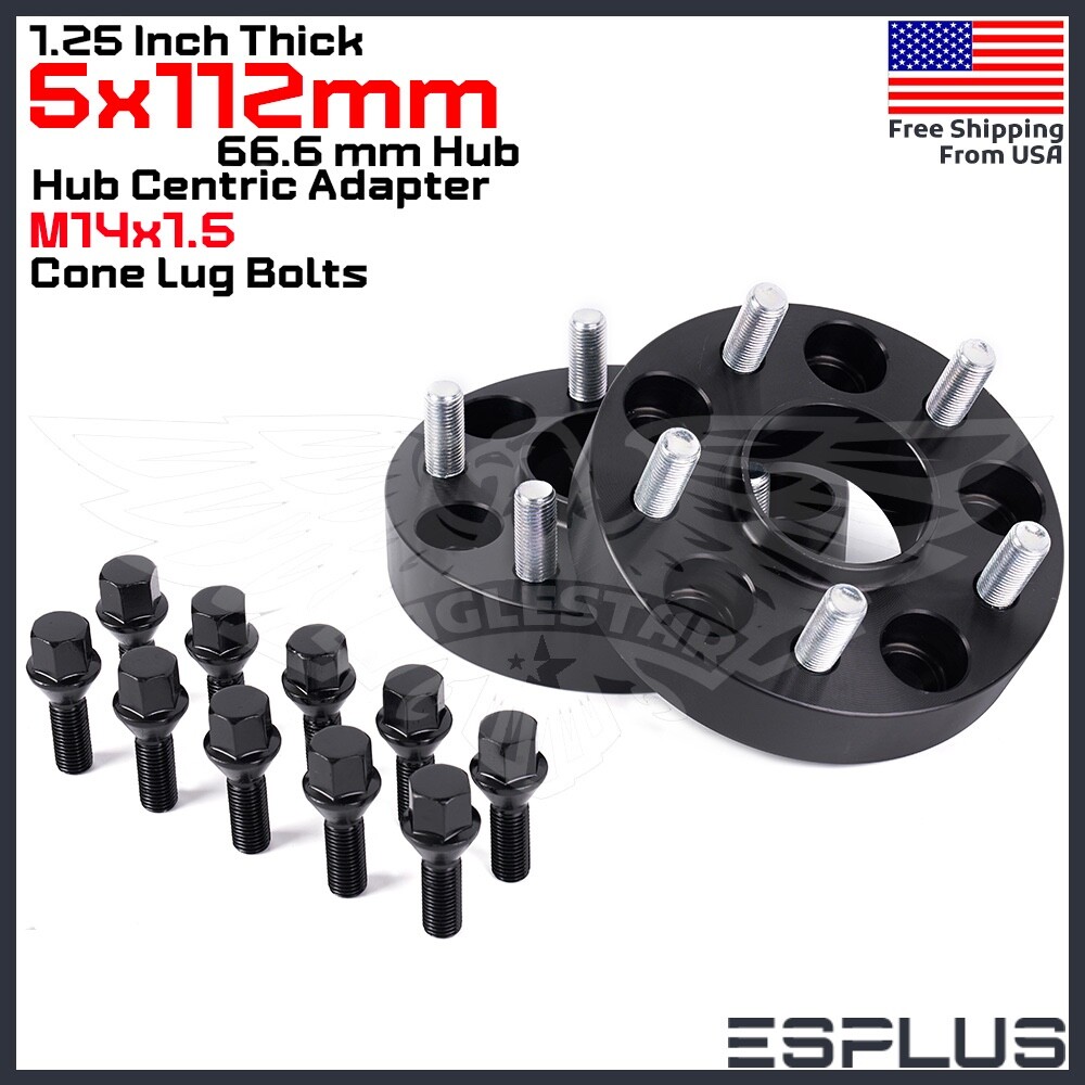 [2] 1.25″ Thick Mercedes 5x112mm CB 66.6 Wheel Spacer Kit 14×1.5 Bolts Included