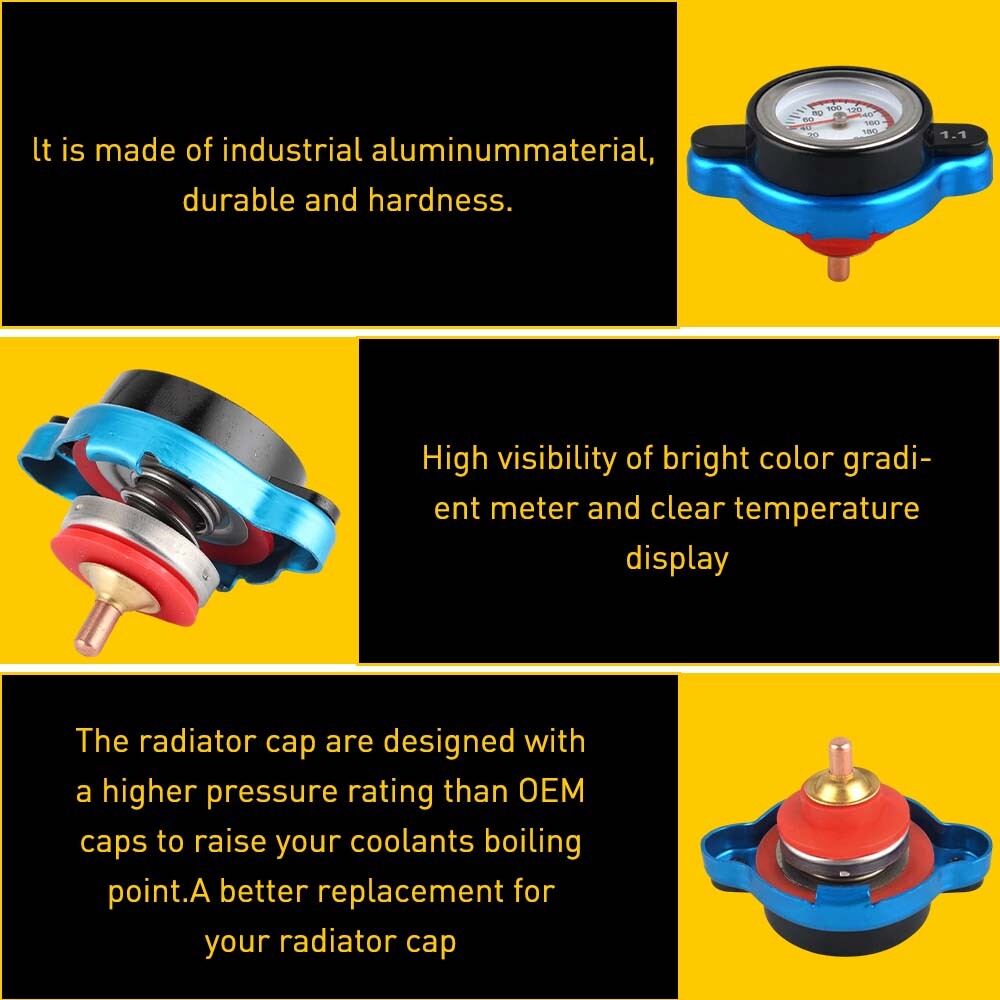 1.1 Bar Thermostatic Radiator Cap 13 PSI Pressure Rating with Temperature Gauge