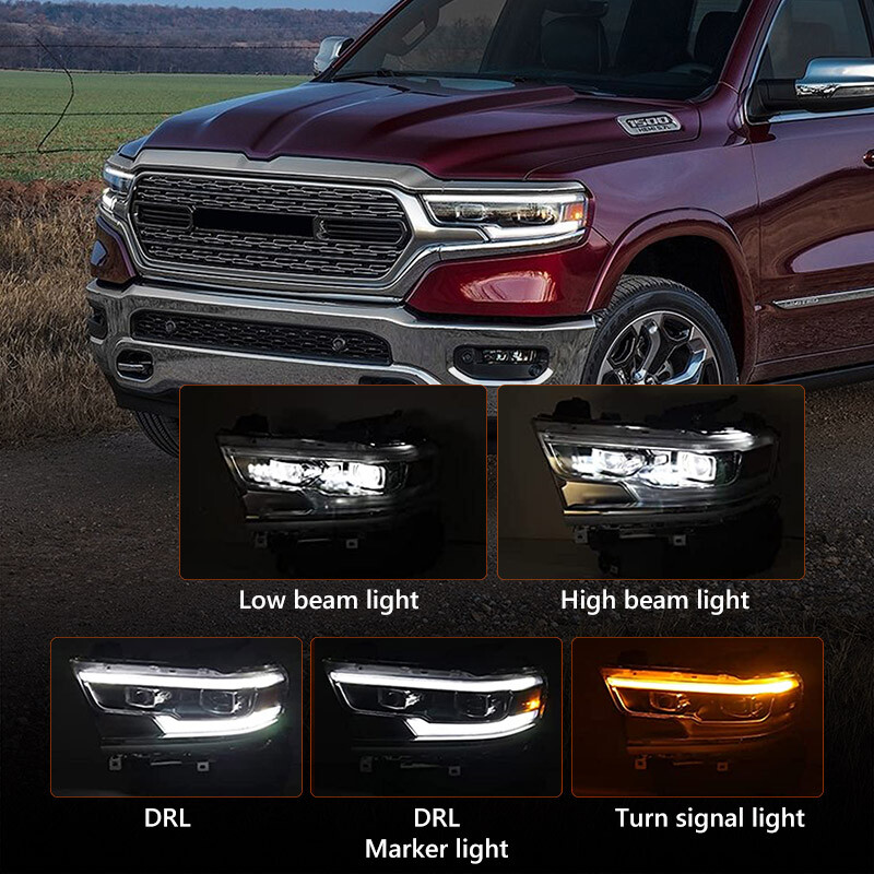 For Dodge Ram 1500 2019-2022 LED DRL Projector Headlight Left Driver Side