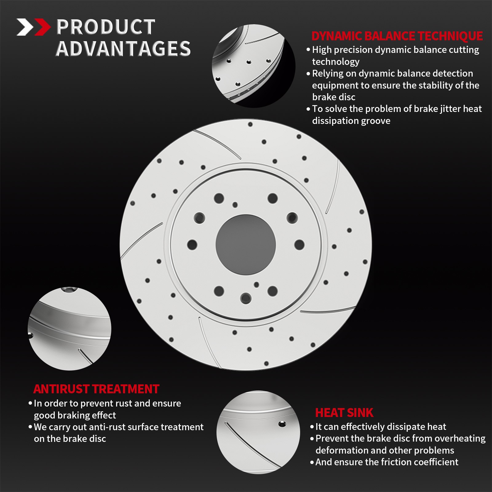 13.94″ Front 13.58″ Rear Drilled Rotors Pads Kit Fit Toyota Tundra Sequoia LX570